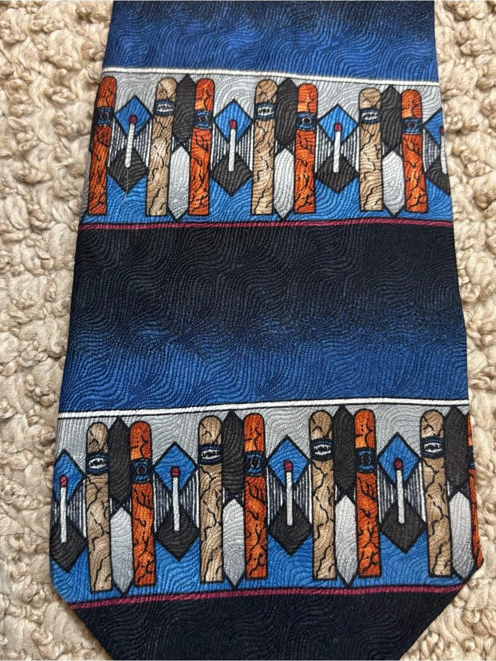 Men’s Vintage Novel-Tie by Roffe 100% Silk Cigar Print Neck Tie‎